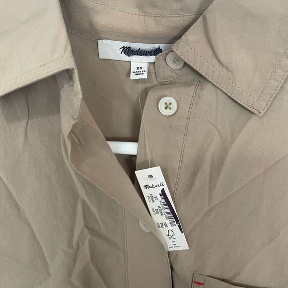Madewell Oversized Boxy Button Up Signature Poplin Shirt US Women's XS New - Picture 5 of 8
